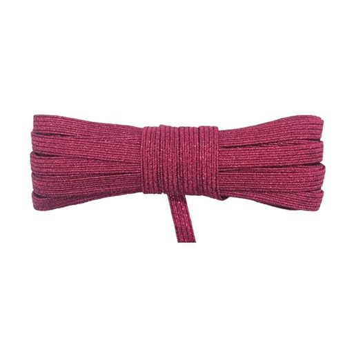 SYBNIKOLF Gummiband für Nähen, 10 Meter flaches elastisches Gurtband, 6 mm, Farbe for Nähen, DIY-Kleidungsstück, Nähzubehör, rot, 6 mm(Red Glitter) von SYBNIKOLF