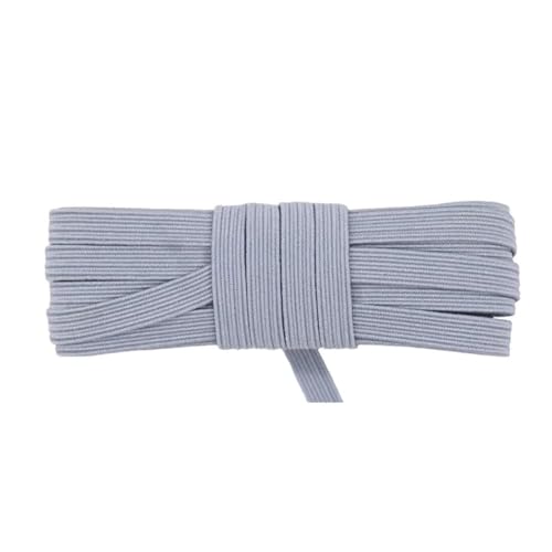 SYBNIKOLF Gummiband für Nähen, 10 Meter flaches elastisches Gurtband, 6 mm, Farbe for Nähen, DIY-Kleidungsstück, Nähzubehör, rot, 6 mm(Silver Grey) von SYBNIKOLF
