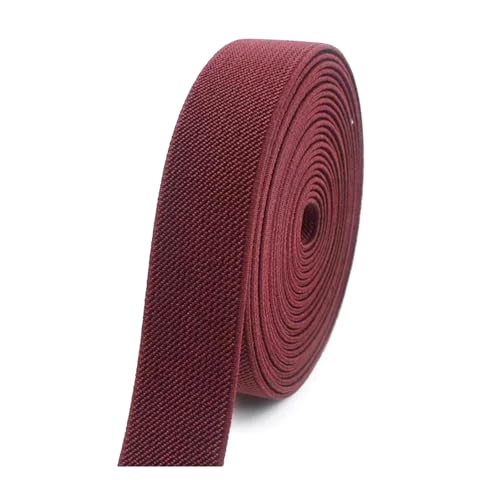 SYBNIKOLF Gummiband für Nähen, 5 Meter 10–50 mm for Hosen Taille Gummiband DIY Unterwäsche Kleidung Nähzubehör, rot, 20 mm(Wine Red,20mm) von SYBNIKOLF