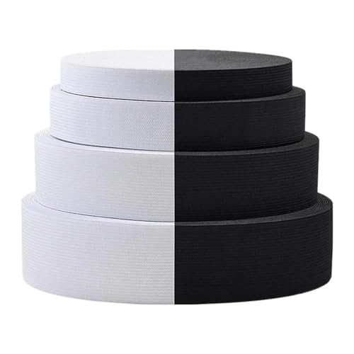 SYBNIKOLF Gummiband für Nähen, 8 Meter 20 mm/25 mm/30 mm/35 mm/40 mm/45 mm/50 mm Weiß-Schwarz-Nylon-Nähzubehör, Schwarz, 45 mm(White,50mm) von SYBNIKOLF