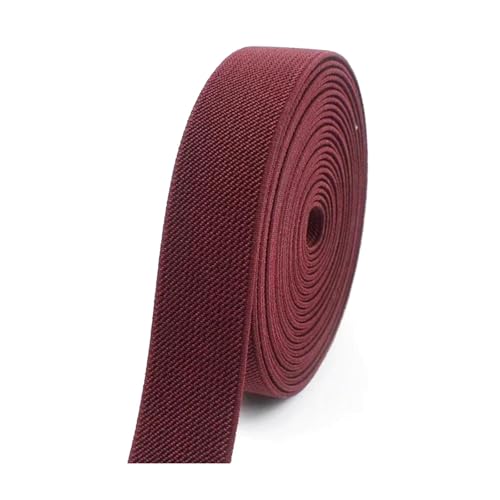 SYBNIKOLF Gummiband für Nähen, Gummi-Stretch-Gurtband, 15 Meter Breite, 10 mm, Hosengummi, Taillengürtel, Unterwäsche, Nähzubehör, Rot, 10 mm(Wine Red) von SYBNIKOLF