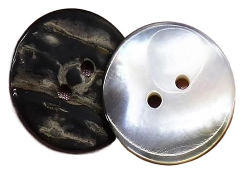 SYBNIKOLF Knöpfe, Harzknopf, 10 Stück natürliche Muschelknöpfe for Kleidung, Nähzubehör, Scrapbooking, DIY-Basteln, Muscheln weiß, 18 mm(Shells Black,24mm) von SYBNIKOLF
