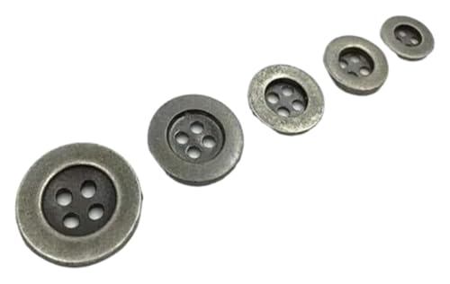SYBNIKOLF Knöpfe, Harzknopf, Nähknöpfe, 10 mm/11,5 mm/12,5 mm/15 mm/18 mm/20 mm, 12 Stück, rund, Antik-Silber und Bronze, 4 Löcher, Bronze, 18 mm(Antique Silver,18mm) von SYBNIKOLF