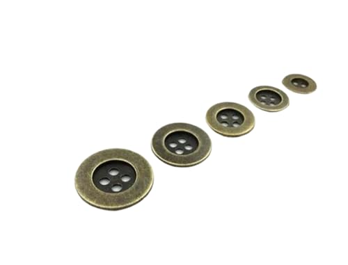 SYBNIKOLF Knöpfe, Harzknopf, Nähknöpfe, 10 mm/11,5 mm/12,5 mm/15 mm/18 mm/20 mm, 12 Stück, rund, Antik-Silber und Bronze, 4 Löcher, Bronze, 18 mm(Bronze,11.5mm) von SYBNIKOLF
