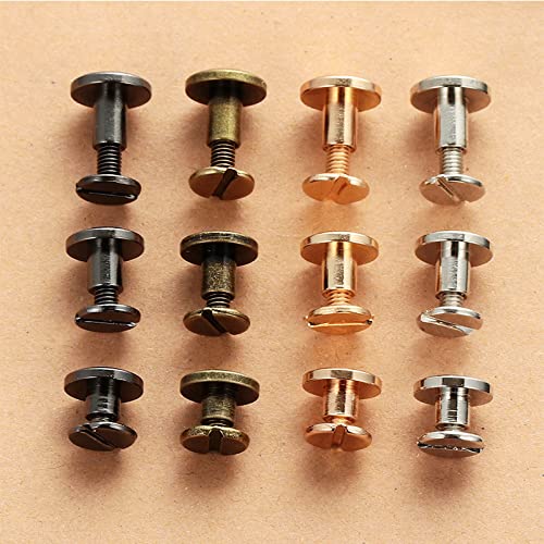 SYBNIKOLF Nieten, Chicago-Schrauben, 10 Sätze Metall-Gurtbandnieten mit doppelt gebogenem Kopf, Flachkopf-Nagelnieten for Gepäck, Ledernieten(Ash Black,5mm) von SYBNIKOLF