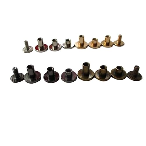 SYBNIKOLF Nieten, Chicago-Schrauben, 10 Stück 5 mm/6,5 mm/8 mm Gepäck Leder Metall Handwerk solide Schraube Nagel Niet doppelt gebogenen Kopf Gürtel Schrauben(Bronze1,8mm) von SYBNIKOLF