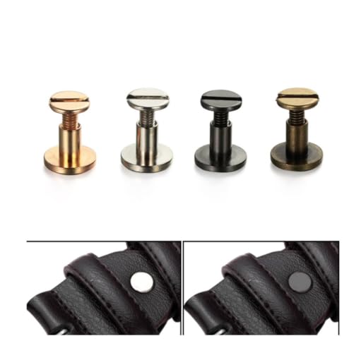 SYBNIKOLF Nieten, Chicago-Schrauben, 10 stücke Flache Runde Kopf Buchhaltung Nähen Werkzeuge Niet Eisen Leder Gepäck Handwerk Schraube(Gold,8mm) von SYBNIKOLF