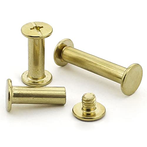 SYBNIKOLF Nieten, Chicago-Schrauben, 5/10/20/50 Stück Album Geldbörse Kupfer überzogene Bindung Schraube Leder Nieten M5 x 6 mm-100 mm(M5 X 30mm20pcs) von SYBNIKOLF