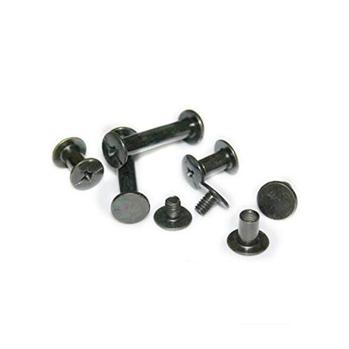 SYBNIKOLF Nieten, Chicago-Schrauben, 50 Stück Schraube Sex Bolt Buchbinderschrauben M4 Innengewinde Schwarz Zink M56/8/10/12/15/20/25/30mm(20mm) von SYBNIKOLF