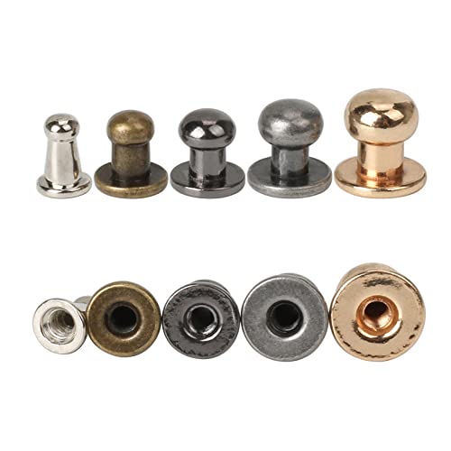 SYBNIKOLF Nieten, Nieten für Metall, 5 stücke Runde Kopf Solide Messing Stud Spots Screwback Zurück Leder Schraube Nagel Niet Hardware Mithelfer(Black4,9x8mm) von SYBNIKOLF