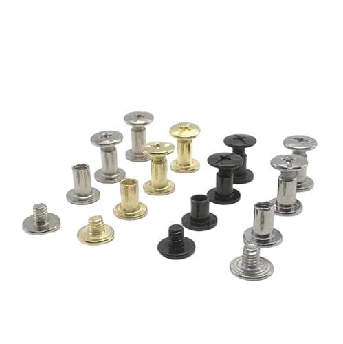 SYBNIKOLF Nieten, Nieten für Metall, M5 Schraube Buchbindung 10 Stück von jedem Material Stahl Messing überzogen Nickel überzogen Schwarz Sex Bolzen(Gold,5X12) von SYBNIKOLF