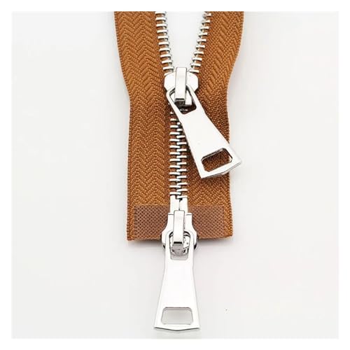 SYBNIKOLF Reißverschlüsse, 70/90 cm, Doppelschieber, Zwei-Wege-Reißverschluss, Metallreißverschlüsse for Jacken, Nähen, Bekleidungszubehör, handgefertigte Lieferungen(Brown,70 cm) von SYBNIKOLF