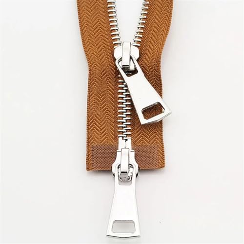 SYBNIKOLF Reißverschlüsse 70/90 cm Jacke Metallreißverschluss Doppelschieber Zwei-Wege-Reißverschluss DIY Kleidung Kleidungsstück Reißverschluss Ersatz handgefertigte Lieferungen(Brown,70 cm) von SYBNIKOLF