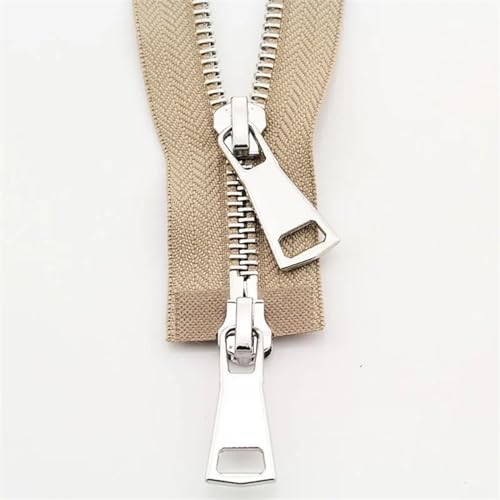 SYBNIKOLF Reißverschlüsse 70/90 cm Jacke Metallreißverschluss Doppelschieber Zwei-Wege-Reißverschluss DIY Kleidung Kleidungsstück Reißverschluss Ersatz handgefertigte Lieferungen(Khaki,70 cm) von SYBNIKOLF