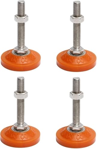 Schwere Nivellierfüße, 4 STÜCKE Nivellierfüße mit M12-Gewinde, verstellbare Möbelbein-Nivellierfüße, Schutzbodenbelag auf PVC-Basis, Nivellierfuß mit vernickelter Schraube aus Kohlenstoffstahl von SYBNIKOLF