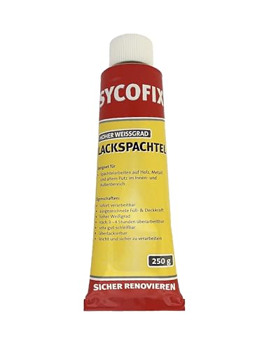 Sycofix Lackspachtel 250 g, gebrauchsfertige Reparaturspachtel, optimal auf Holz und Metall, innen und außen, überstreichbar, weiß, ausgezeichnete Füll- und Deckkraft, schleifbar, Holz Lack Spachtel Sycofix Lackspachtel 250 g, gebrauchsfertige Reparaturspachtel, optimal auf Holz und Metall, innen und außen, überstreichbar, weiß, ausgezeichnete Füll- und Deckkraft, schleifbar, Holz Lack Spachtel von SYCOFIX