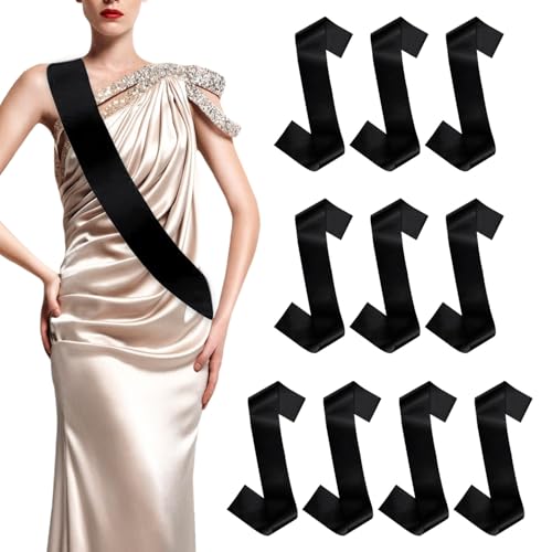 SYEYCW 10 Stück Leere Schärpe, Plain Blank Satin Schärpen, Individuelle Party DIY Bedrucken Accessoire, für Geburtstag, Hochzeit, Bachelorette, Abschluss, Schönheitswettbewerb, Schwarz SYEYCW 10 Stück Leere Schärpe, Plain Blank Satin Schärpen, Individuelle Party DIY Bedrucken Accessoire, für Geburtstag, Hochzeit, Bachelorette, Abschluss, Schönheitswettbewerb, Schwarz von SYEYCW