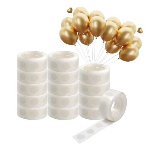 SYEYCW 1500 Stück Transparent Doppelseitig Klebepunkte, 15 Rollen Luftballons Klebeband Kleber Punkte Aufkleber, Entfernbares Selbstklebend Ballon Klebepunkte, für DIY Scrapbooking, Geburtstag, Party von SYEYCW