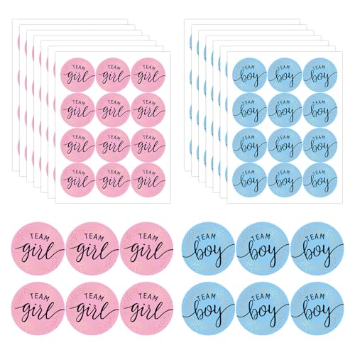 SYEYCW 168 Stück Gender Reveal Stickers, 84 Stück Team Boy & Team Girl Etiketten für Baby Party Dekoration, 3cm Blau und Rosa Labels, Geschlecht Offenbaren Aufkleber, für Gender Reveal Party Deko SYEYCW 168 Stück Gender Reveal Stickers, 84 Stück Team Boy & Team Girl Etiketten für Baby Party Dekoration, 3cm Blau und Rosa Labels, Geschlecht Offenbaren Aufkleber, für Gender Reveal Party Deko von SYEYCW