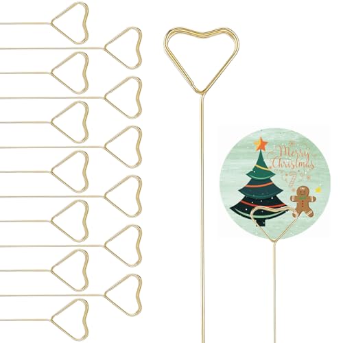 SYEYCW 50 Stück Gold Blumen Tischkartenhalter, Gold Herz Blumenkartenhalter Stick, Foto Clip, Blumen Fotohalter aus Metall, für Tischnummern Hochzeit Blumenkarte Büro Restaurant Kartenaufsteller SYEYCW 50 Stück Gold Blumen Tischkartenhalter, Gold Herz Blumenkartenhalter Stick, Foto Clip, Blumen Fotohalter aus Metall, für Tischnummern Hochzeit Blumenkarte Büro Restaurant Kartenaufsteller von SYEYCW