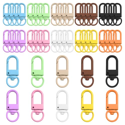 SYEYCW 50 Stück Mini Karabiner Schlüsselanhänger, Kleine Karabinerhaken Bunt Metall, Zinklegierung Karabiner Drehbar Bunte Schwenker Haken, für Taschen DIY Projekte Basteln Seil Schlüsselringe SYEYCW 50 Stück Mini Karabiner Schlüsselanhänger, Kleine Karabinerhaken Bunt Metall, Zinklegierung Karabiner Drehbar Bunte Schwenker Haken, für Taschen DIY Projekte Basteln Seil Schlüsselringe von SYEYCW