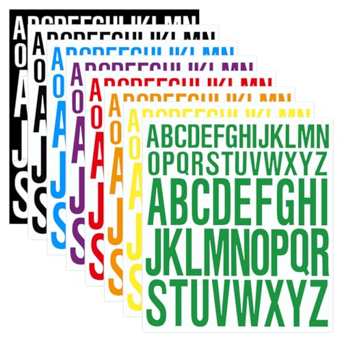SYEYCW 8 Bögen Buchstaben-Aufkleber, 2,5 cm und 5,1 cm, selbstklebende Buchstaben zum Aufkleben, bunt, Vinyl, groß, Alphabet-Aufkleber, für Scrapbooking, Handwerk, Notizbuch, Schilder, Poster, Karten von SYEYCW