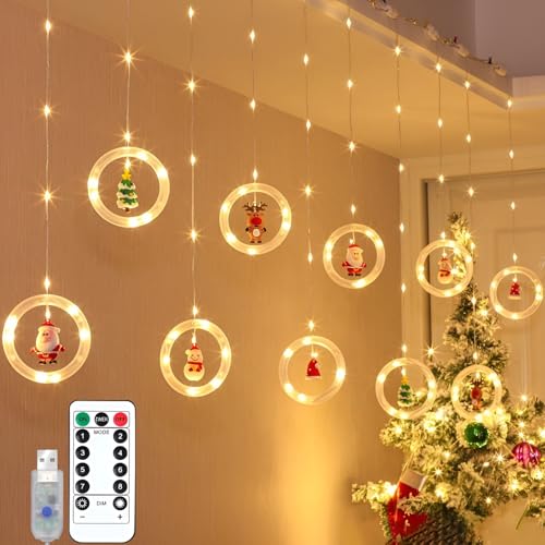 SYFUNLV LED Vorhanglicht,Weihnachtsbeleuchtung Deko,USB-Innenraum-Stimmungslicht mit 3-Mode Fernbedienung einstellbare Helligkeit,für Schlafzimmer,Garten,Party,Hochzeit (Stil 1) von SYFUNLV