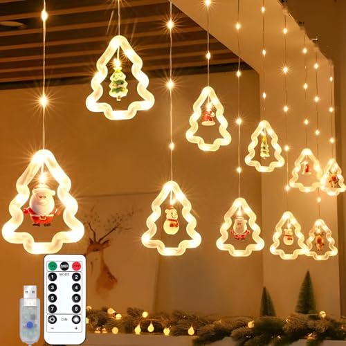 SYFUNLV LED Vorhanglicht,Weihnachtsbeleuchtung Deko,USB-Innenraum-Stimmungslicht mit 3-Mode Fernbedienung einstellbare Helligkeit,für Schlafzimmer,Garten,Party,Hochzeit (Stil 2) von SYFUNLV