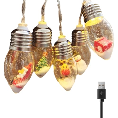 SYFUNLV Lichterkette Weihnachtsbaum,LED Schneemann-Lichterkette,USB-Innenraum Stimmungslicht,Weihnachtsdeko Fenster Beleuchtet,batteriebetrieben,für Garten,Zuhause,Hochzeit (2m) von SYFUNLV