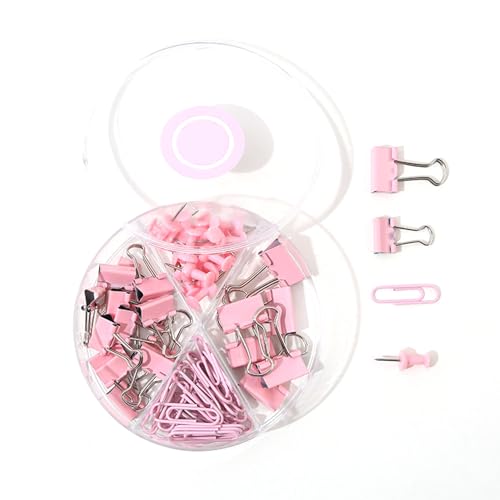 Multifunktions-Büroklammern, tragbare, leichte Büroklammern sortierte, Push-Pins-Set für die Organisation von Office School-Dokumenten (Pink) von SYH&AQYE