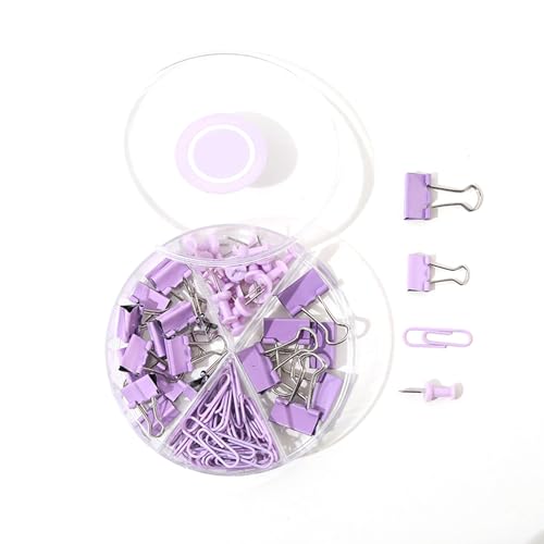Multifunktions-Büroklammern, tragbare, leichte Büroklammern sortierte, Push-Pins-Set für die Organisation von Office School-Dokumenten (Purple) von SYH&AQYE