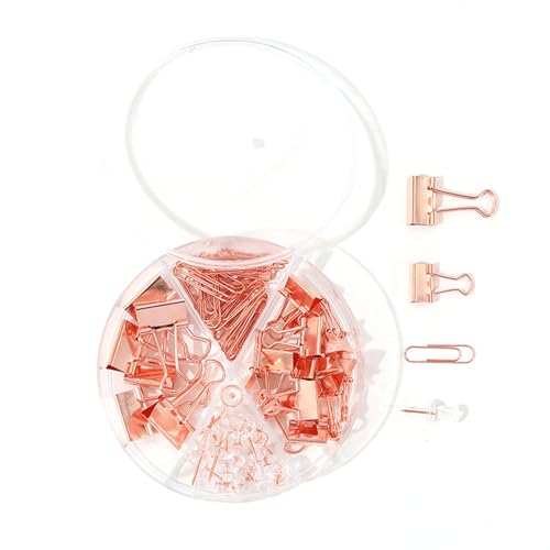 Multifunktions-Büroklammern, tragbare, leichte Büroklammern sortierte, Push-Pins-Set für die Organisation von Office School-Dokumenten (Rose Gold) von SYH&AQYE