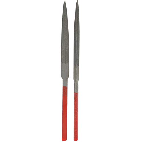 SYH&AQYE 2-teiliges Mini-Nadelfeilen-Set, roter Griff, Schmuckherstellung, Schleifwerkzeug, Zubehör für Glas, Holz, Stein, Schmuck, runde, Flache Form von SYH&AQYE