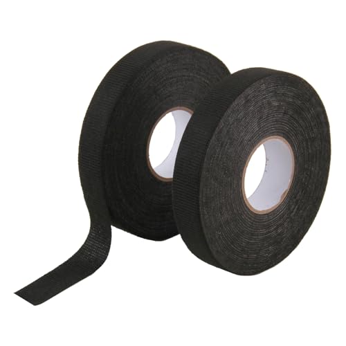 Gewebeband, 2 Stück Kfz Kabelbaum Klebeband Elektriker Band, 19MM x 25M Gewebeband Panzerklebeband, Isolierband Auto Kabelbaumband Selbstklebendes Filzklebeband, Filzband für Auto Elektrisches Kabel von SYHSYC