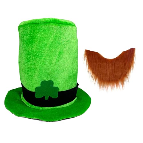 SYJHHWGS Feiern Sie den Patricking-Tag in eleganten Stilen mit einem festlichen grünen Oberteil, Hut und Bart für jedes Alter, Party-Dekoration SYJHHWGS Feiern Sie den Patricking-Tag in eleganten Stilen mit einem festlichen grünen Oberteil, Hut und Bart für jedes Alter, Party-Dekoration von SYJHHWGS