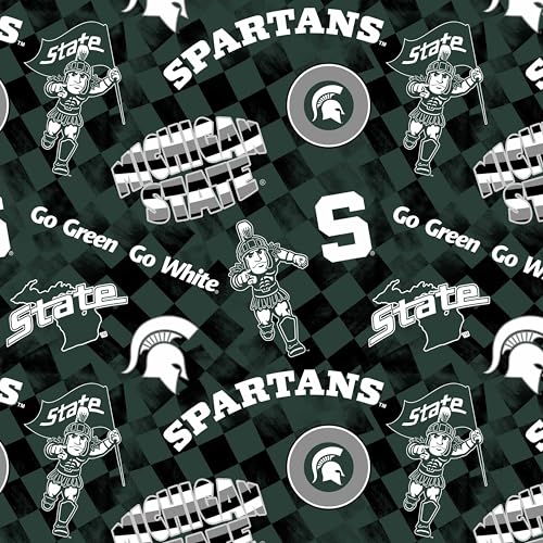Baumwoll-Steppstoff, offizielles Lizenzprodukt, Michigan State Spartans, kariert, Meterware von SYKEL ENTERPRISES