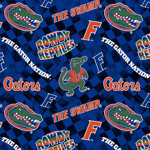 Offiziell lizenzierter Baumwoll-Steppstoff der Universität von Florida, Florida Gators Karo, Allover-Baumwollstoff, Meterware Offiziell lizenzierter Baumwoll-Steppstoff der Universität von Florida, Florida Gators Karo, Allover-Baumwollstoff, Meterware von SYKEL ENTERPRISES