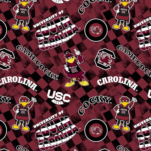 Offiziell lizenzierter Baumwoll-Steppstoff der University of South Carolina, South Carolina Gamecocks, komplett kariert, Meterware Offiziell lizenzierter Baumwoll-Steppstoff der University of South Carolina, South Carolina Gamecocks, komplett kariert, Meterware von SYKEL ENTERPRISES