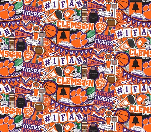 Sammy Baumwoll-Steppstoff, offizielles Lizenzprodukt, Clemson Tigers Doodle-Design von Sammy Sammy Baumwoll-Steppstoff, offizielles Lizenzprodukt, Clemson Tigers Doodle-Design von Sammy von SYKEL ENTERPRISES