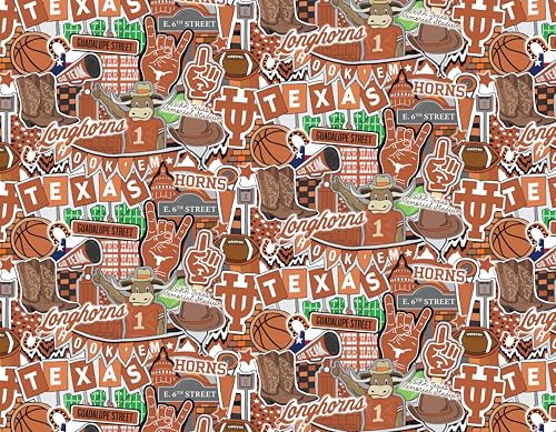 Sammy Baumwoll-Steppstoff, offizielles Lizenzprodukt der University of Texas, Longhorns Doodle Design von Sammy von SYKEL ENTERPRISES