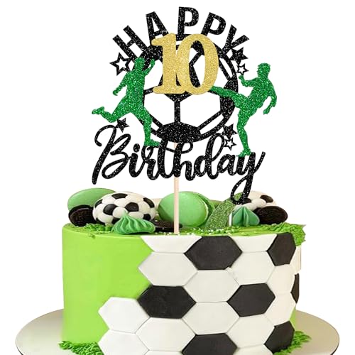 1 Pack Soccer Happy 10th Birthday Cake Topper Sport Fußball Kuchen Deko Fussball Tortendeko für Fußball-Thema Kinder 10. Geburtstag Party-Kuchen Dekorationen 1 Pack Soccer Happy 10th Birthday Cake Topper Sport Fußball Kuchen Deko Fussball Tortendeko für Fußball-Thema Kinder 10. Geburtstag Party-Kuchen Dekorationen von SYKYCTCY