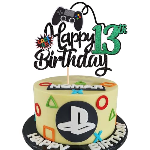 1 Stück 13th Videospiel Tortendeko Glitter Geburtstag Cake Topper Gaming Happy Birthday Kuchen Deko Videospiel Thema Cake Dekoration für Jungen Kindergeburtstag Spiel Thema Party Dekoration Schwarz 1 Stück 13th Videospiel Tortendeko Glitter Geburtstag Cake Topper Gaming Happy Birthday Kuchen Deko Videospiel Thema Cake Dekoration für Jungen Kindergeburtstag Spiel Thema Party Dekoration Schwarz von SYKYCTCY