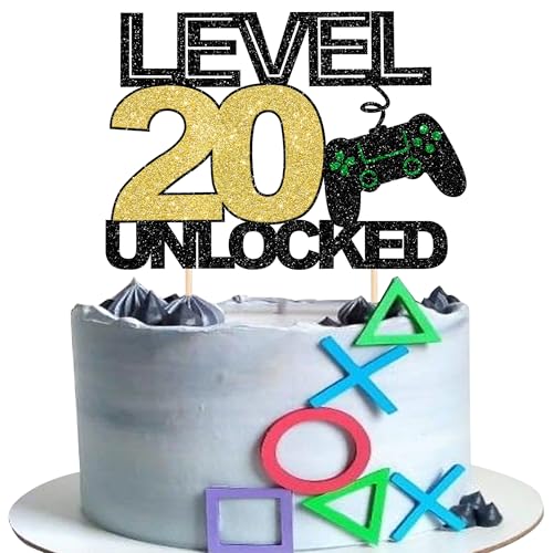 1 Stück 20 Videospiel Cake Topper Glitzer Gaming Level Unlocked Tortendeko 20th Geburtstag Spielkonsolen Kuchen Deko für Jungen Mädchen Spielkonsole Theme Geburtstag Party Kuchendeko 1 Stück 20 Videospiel Cake Topper Glitzer Gaming Level Unlocked Tortendeko 20th Geburtstag Spielkonsolen Kuchen Deko für Jungen Mädchen Spielkonsole Theme Geburtstag Party Kuchendeko von SYKYCTCY