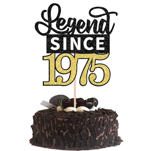 1 Stück 50th Cake Topper Glitzer Legend Since 1975 Tortendeko Alles Gute zum Geburtstag 50 Kuchen Deko für Prost auf 50th Geburtstag Jahrestag Party Kuchen Dekorationen Schwarz Gold 1 Stück 50th Cake Topper Glitzer Legend Since 1975 Tortendeko Alles Gute zum Geburtstag 50 Kuchen Deko für Prost auf 50th Geburtstag Jahrestag Party Kuchen Dekorationen Schwarz Gold von SYKYCTCY
