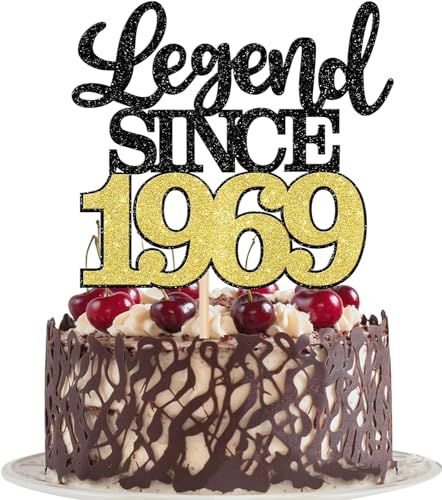 1 Stück Aufschrift "Legend Since 1969" Tortenaufsatz 55 Kuchen Topper Glitter alles Gute zum 55. Geburtstag Kuchen Pick 55 Fabulous Tortendekorationen für Prost zum 55 Gold von SYKYCTCY