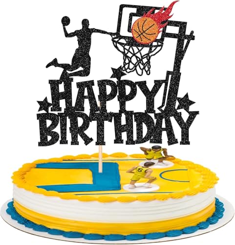 1 Stück Basketball Tortendeko Basketball Thema Happy Birthday Cake Topper Player Slam Dunk Basketball Kuchen Deko für Basketball Sport Thema Geburtstag Baby Dusche Kuchen Dekorationen Schwarz 1 Stück Basketball Tortendeko Basketball Thema Happy Birthday Cake Topper Player Slam Dunk Basketball Kuchen Deko für Basketball Sport Thema Geburtstag Baby Dusche Kuchen Dekorationen Schwarz von SYKYCTCY