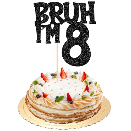 1 Stück Bruh I'm 8 Cake Topper Glitzer Happy 8th Geburtstag Tortendeko Bro I'm 8 It's My 8th Birthday Kuchen Deko für Prost auf 8 Jahre Geburtstag Party Kuchen Dekoration Schwarz 1 Stück Bruh I'm 8 Cake Topper Glitzer Happy 8th Geburtstag Tortendeko Bro I'm 8 It's My 8th Birthday Kuchen Deko für Prost auf 8 Jahre Geburtstag Party Kuchen Dekoration Schwarz von SYKYCTCY