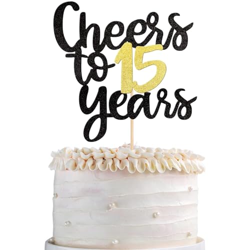 1 Stück Cheers to 15 Years Cake Topper Glitzer 15th Geburtstag Tortendeko Happy Birthday Kuchen Deko für Prost auf 15 Jahre Thema Geburtstag Jahrestag Party Kuchen Dekorationen 1 Stück Cheers to 15 Years Cake Topper Glitzer 15th Geburtstag Tortendeko Happy Birthday Kuchen Deko für Prost auf 15 Jahre Thema Geburtstag Jahrestag Party Kuchen Dekorationen von SYKYCTCY