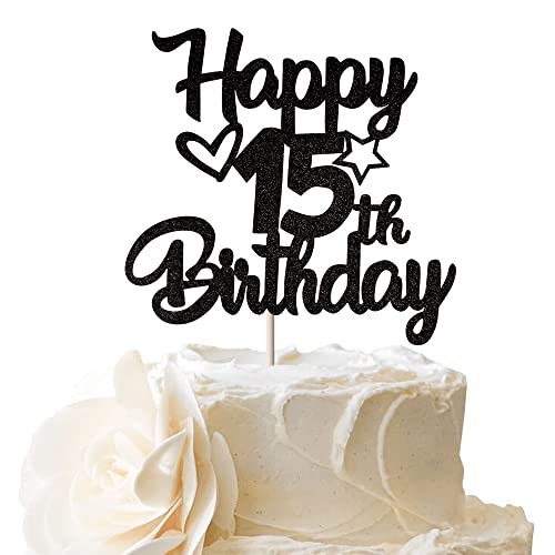 1 Stück Happy 15th Birthday Cake Topper Heart Star 15 Fabulous Tortendeko Prost auf 15 Jahre alt Fünfzehn fabelhafte Tortendekorationen 15 Geburtstag Party Kuchen Dekoendeko Schwarz 1 Stück Happy 15th Birthday Cake Topper Heart Star 15 Fabulous Tortendeko Prost auf 15 Jahre alt Fünfzehn fabelhafte Tortendekorationen 15 Geburtstag Party Kuchen Dekoendeko Schwarz von SYKYCTCY