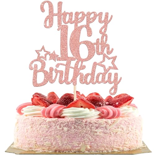 1 Stück Happy 16th Geburtstag Tortendeko mit Glitzer Stern Cheers to 16 Sweet 16 Kuchen Deko 16 Fabelhaft Kuchen Dekorationen für 16th Geburtstag Gedenktag Theme Party Kuchen Dekoration Rosegold 1 Stück Happy 16th Geburtstag Tortendeko mit Glitzer Stern Cheers to 16 Sweet 16 Kuchen Deko 16 Fabelhaft Kuchen Dekorationen für 16th Geburtstag Gedenktag Theme Party Kuchen Dekoration Rosegold von SYKYCTCY